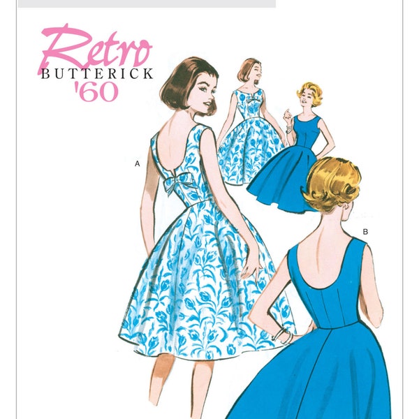 Sewing Pattern for Misses and Misses Petite Flared Dresses, Butterick Pattern B5748, Retro '60, 1960's Style Dress, Special Occasion Dress