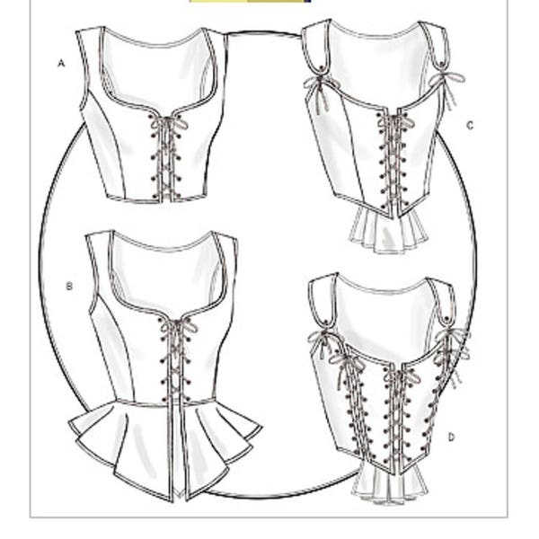 Sewing Pattern for Womens Laced Corsets with Peplum Variations, Butterick Pattern B4669, Costume, Cosplay, Steampunk,Victorian Sizes 6 to 20