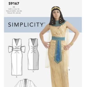 Sewing Pattern for Womens' Costume, Simplicity S9167, Womens Costume Dress, 1960's Glamour Movie Star Costumes, Cleopatra, Marilyn