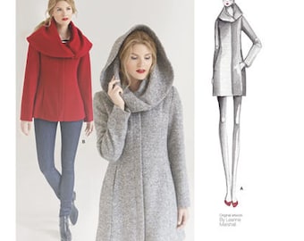 Sewing Pattern for Womens Coats - Leanne Marshall Easy Lined Coat or Jacket, Simplicity Pattern 1254, Hooded Coat Jacket