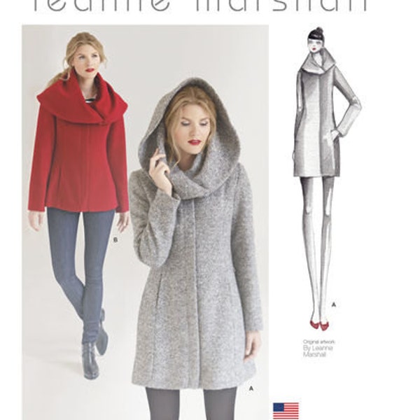 Sewing Pattern for Womens Coats - Leanne Marshall Easy Lined Coat or Jacket, Simplicity Pattern 1254, Hooded Coat Jacket