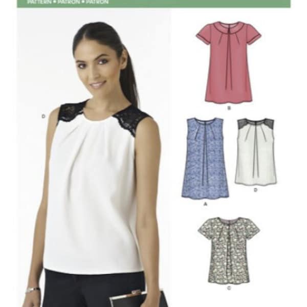 Sewing Pattern for Womens Tops in Misses Sizes 8 to 20, New Look Pattern N6344, New Pattern, Inverted Pleat Tops