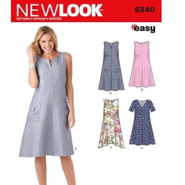 Sewing Pattern for Womens Dress in Sizes 8 to 20, Great Summer Dresses, New Look Pattern 6340, New Pattern, Fast & Easy Sewing