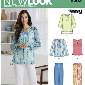 Sewing Pattern Womens Tunic Top, Pants & Top, New Look Pattern 6292, New Pattern, Womens Wardrobe Pattern, Sizes 10 to 22