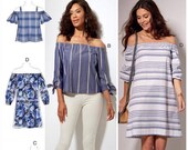 Sewing Pattern for Misses 39 Off-the-Shoulder Tops, Tunic and Dress, McCall 39 s Pattern 7543, NEW Pattern, Cold Shoulder Top Tunic Dress, Plus