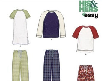 Sewing Pattern for Mens & Womens Pants, Tops, New Look Pattern N6404, New Pattern, His and Hers Sleepwear, Unisex Sized Loungewear