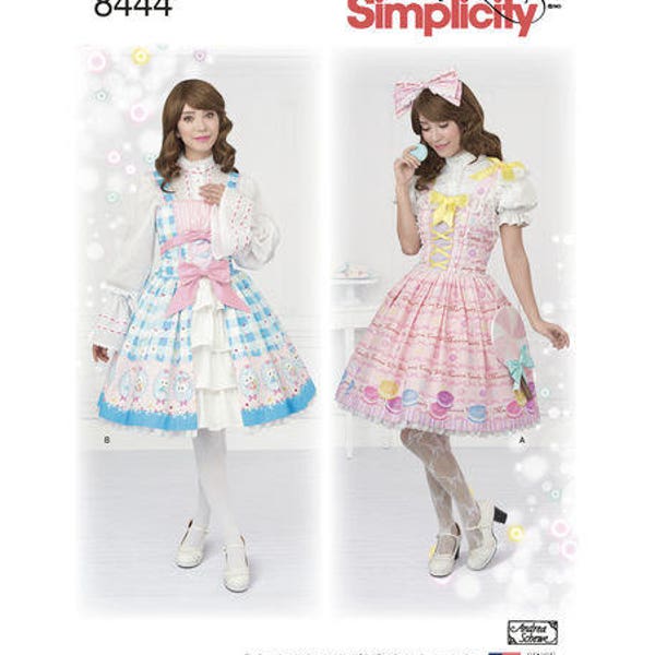 Motif de couture pour les costumes Lolita Misses, Costume Lolita pour Femme, Pattern Simplicité 8444, Costume d'Halloween, Cosplay, Nouveau Modèle