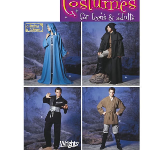 Sewing Pattern for Mens or Womans Cloak, Cape Tunic Costume,Simplicity Pattern 5840, Halloween Costume, Cosplay, Star Wars, Obi Belt, Unisex