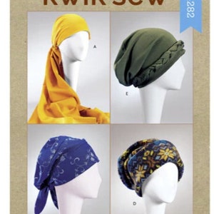 Sewing Pattern for Misses' Turban, Headwrap and Caps, Kwik Sew K4282, Scarf Head Wrap, Slouch Hat, Women's Hats