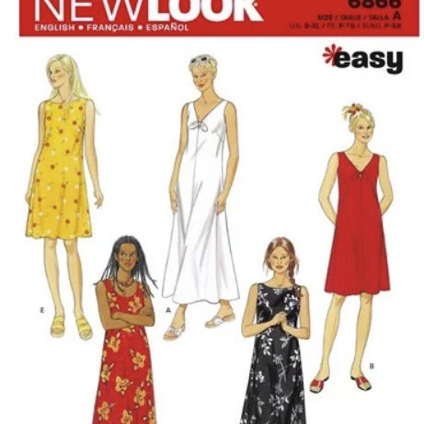 Sewing Pattern for Womens Dress in Misses Sizes 10 -24, Easy Sew Dress, Maxi Dress, New Look Pattern 6866, Great Summer Look, NEW Pattern