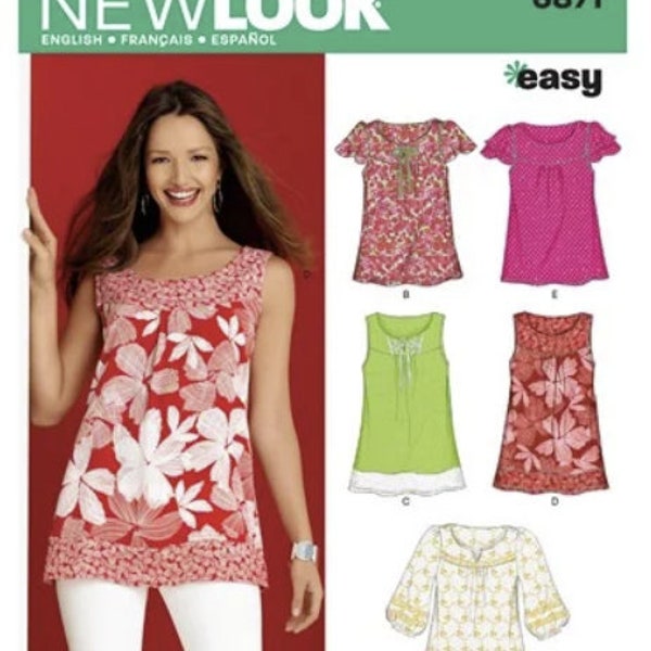 Sewing Pattern for Womens Tops in Sizes 10 to 22, Spring, Summer & Fall Tops, New Look Pattern N6871, New Pattern, Easy Sew Top Collection