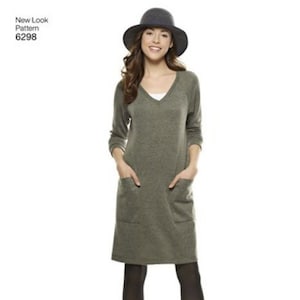 Sewing Pattern for Womens Dress in Sizes 10 to 22, Easy Sew Dress, Stretch Knit Dress, New Look Pattern N6298, New Pattern
