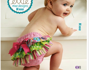 Sewing Pattern for Infants' Diaper Covers, Kwik Sew Pattern 0102, Ruffled Diaper Cover, Appliqued Diaper Cover, Adorable Diaper Cover, K102