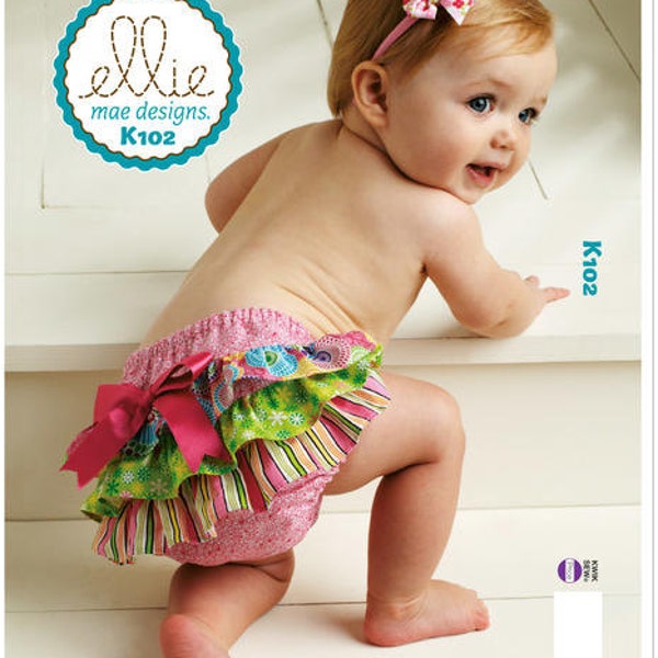 Sewing Pattern for Infants' Diaper Covers, Kwik Sew Pattern 0102, Ruffled Diaper Cover, Appliqued Diaper Cover, Adorable Diaper Cover, K102