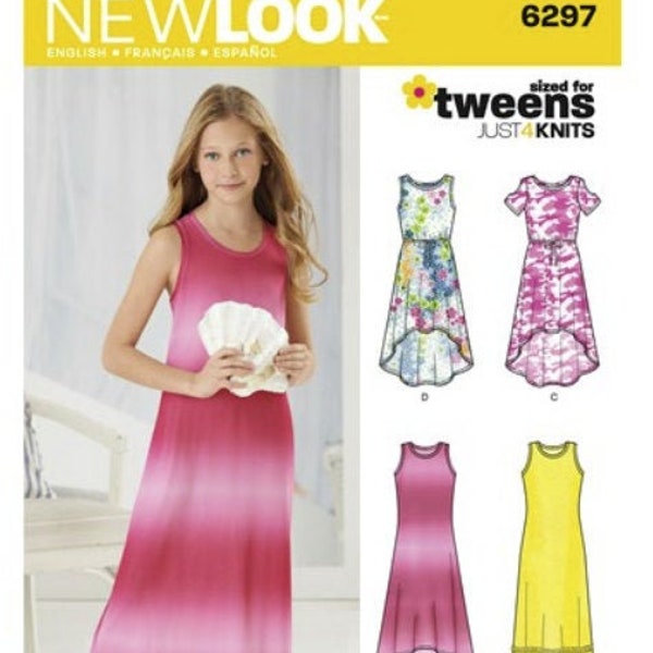 Sewing Pattern for Girls Dresses, New Look Pattern N6297, New Pattern, Knit Dresses for Girls 8 to 16, Easy Sew Pattern, Maxi Dress, Tweens