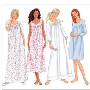 Sewing Pattern for Misses' & Misses Petite Diamond-Neck Nightgowns, Butterick Pattern B6838, Sleepwear, Nightgowns, Womens Nightgown Pattern