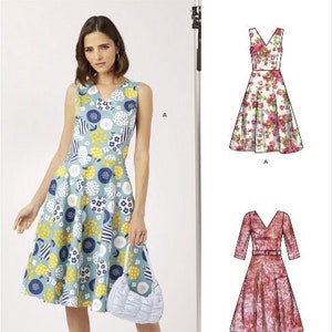 Sewing Pattern for Womens Dress in Sizes 8-18, V-neck Dresses, New Look ...
