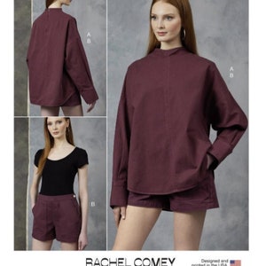 Sewing Pattern for Womens Top & Shorts, Vogue Pattern V1912, Womens Loose Fit Top and Shorts, NEW Pattern, Designer: Rachel Comey