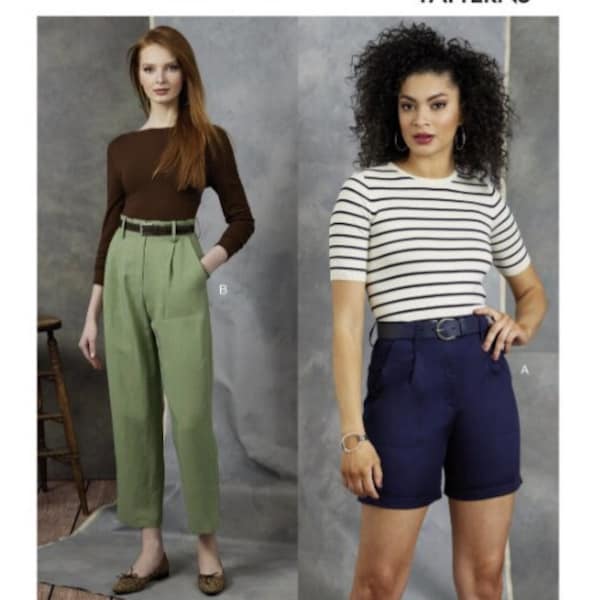 Sewing Pattern for Womens Pants and Shorts, Vogue Pattern V1900, Womens High Waisted Shorts & Pants, Easy Sew NEW Pattern