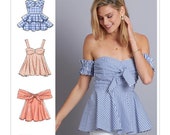 Sewing Pattern for Misses 39 Tops - A Create It Pattern, McCalls Pattern M7752 New Pattern, Cold Shoulder Top, Peplum, Bare Shoulder, Bra Top