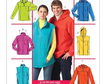 Mens Zipper Front Jackets Lower Drawstring Hem Sewing Pattern S M L XL XXL 36-48