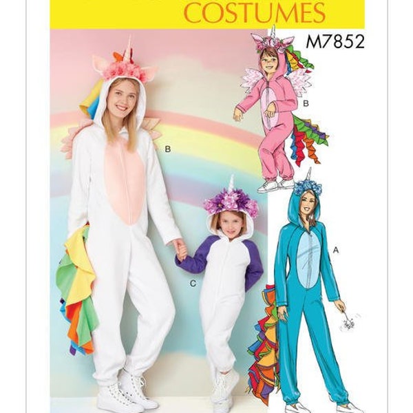 Sewing Pattern for Miss/Children's/Girls' Unicorn Costume, McCalls Pattern M7852, Womens & Girls 3-8, Matching Mother-Daughter, Rainbow Tail