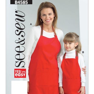 Sewing Pattern for Aprons in Misses Sizes and Childs Sizes, Butterick SEE & SEW Pattern B4585, Matching Mother Daughter Apron, New Pattern