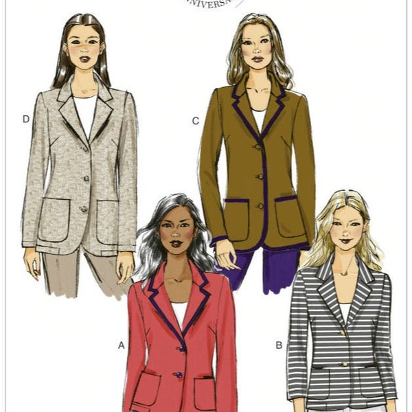 Sewing Pattern for Womens' Jackets, Butterick Pattern B5926, Classic Notched Collar Blazer, Womens Blazers in Reg & Petite Sizes