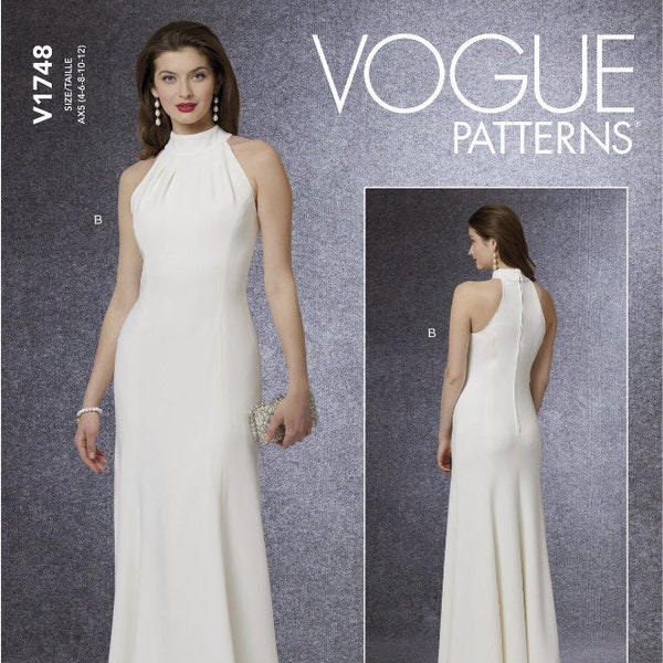 Sewing Pattern for Womens Special Occasion DRESS, Vogue Pattern V1748, Womens High Neckline Fitted Gown, VERY EASY Sew, New Pattern
