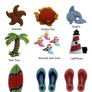 BEACH THEMED * SEASIDE * Shank Buttons * Buttons Galore  *  Summer Fun Buttons Embellishments * 3D Designs Crafts & Sewing * Ocean Vacation