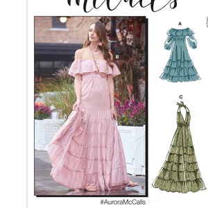 Sewing Pattern for Womens Dress, McCalls Pattern M8087, NEW Pattern, Misses Boho Styled Dress, Womens Tiered Dress, Easy Sew, #AuroraMcCalls