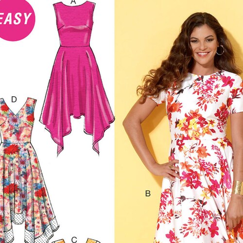 Sewing Pattern for Misses' Handkerchiefhem Dresses Etsy