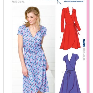 Sewing Pattern for Womens' Wrap Dresses, Kwik Sew K3489, Tulip-hem Wrap ...