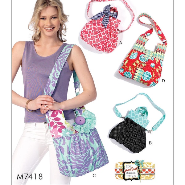 Sewing Pattern for Womens Shoulder Bags, McCall's Pattern M7418, Women's Shoulder Bags with Decorative Accents, HandBags to Make