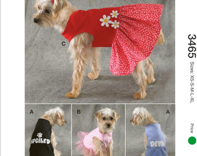 Sewing Pattern for Dog Dress and Dog Shirt, Kwik Sew 3465, Pattern for