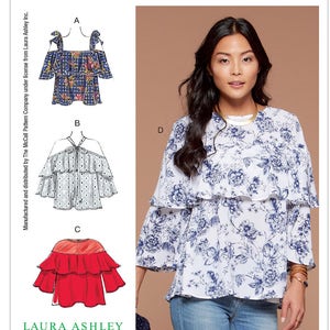Sewing Pattern for Misses' Ruffle Tops With - Etsy
