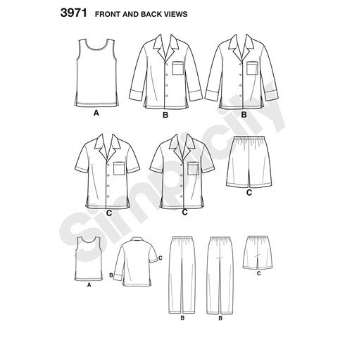 Sewing Pattern for Matching Pajamas for Men & Women, Simplicity 3971 ...