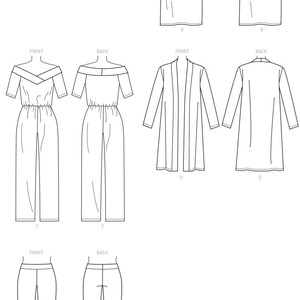 Sewing Pattern Womens' Knit Off-the-Shoulder Top, Dress, Jumpsuit, Jacket, & Pull-On Pants, Butterick Pattern B6495, Wardrobe, Plus Sizes image 9