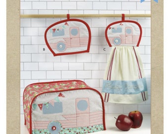 Sewing Pattern for Kitchen Accessories, Toaster Cover, Pot Holder, Towel Top, Kwik Sew K4351
