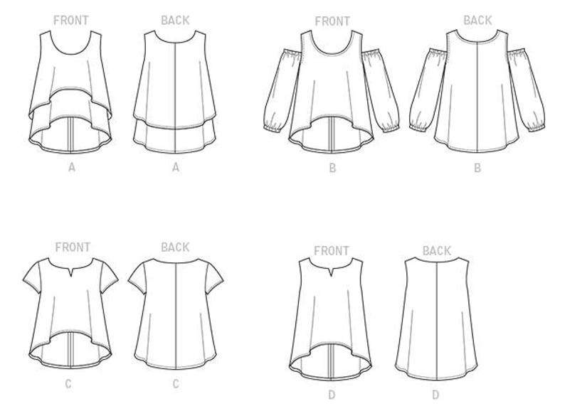 Sewing Pattern for Womens' Double-layer, Cold-shoulder or Notch-neck ...
