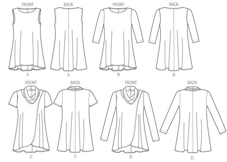 Sewing Pattern for Womens' Fit and Flare Knit Tunics - Etsy