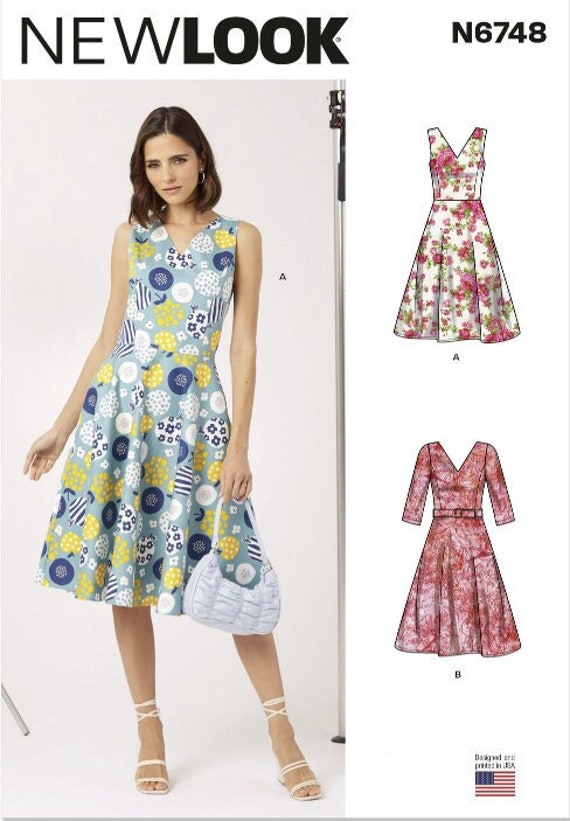 Sewing Pattern for Womens Dress in Sizes 8-18, V-neck Sewing Pattern for Womens Dress in Sizes 8-18, V-neck
