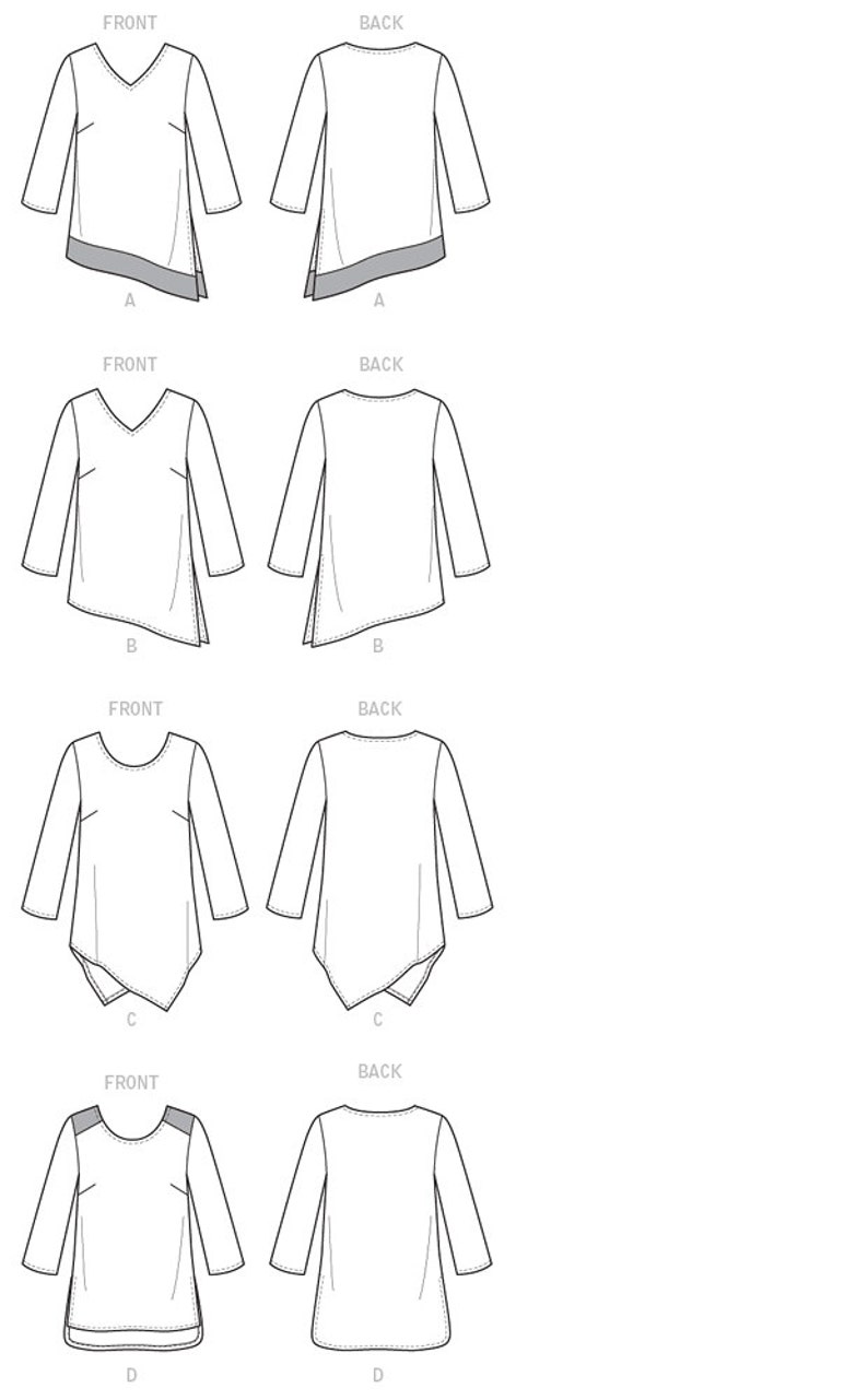 Sewing Pattern for Women's Asymmetrical-hem Tunics - Etsy
