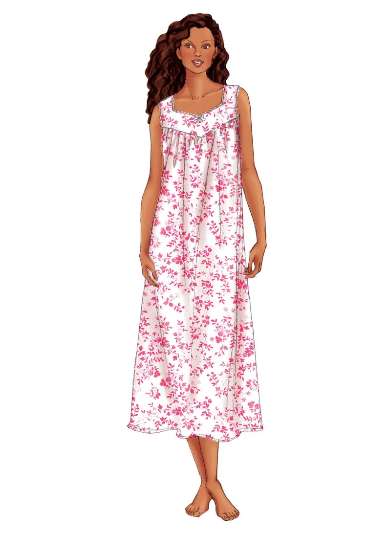 Sewing Pattern for Misses' & Misses Petite Diamond-Neck Nightgowns, Butterick Pattern B6838, Sleepwear, Nightgowns, Womens Nightgown Pattern image 6