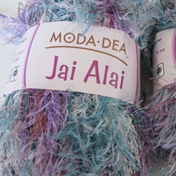 Yarn ** Novelty Yarn ** Fuzzy Eyelash Yarn ** Fiber Art ** Yarn DeStash ** One Full Skein ** All New Moda Dea Jai Alai in Rainbow