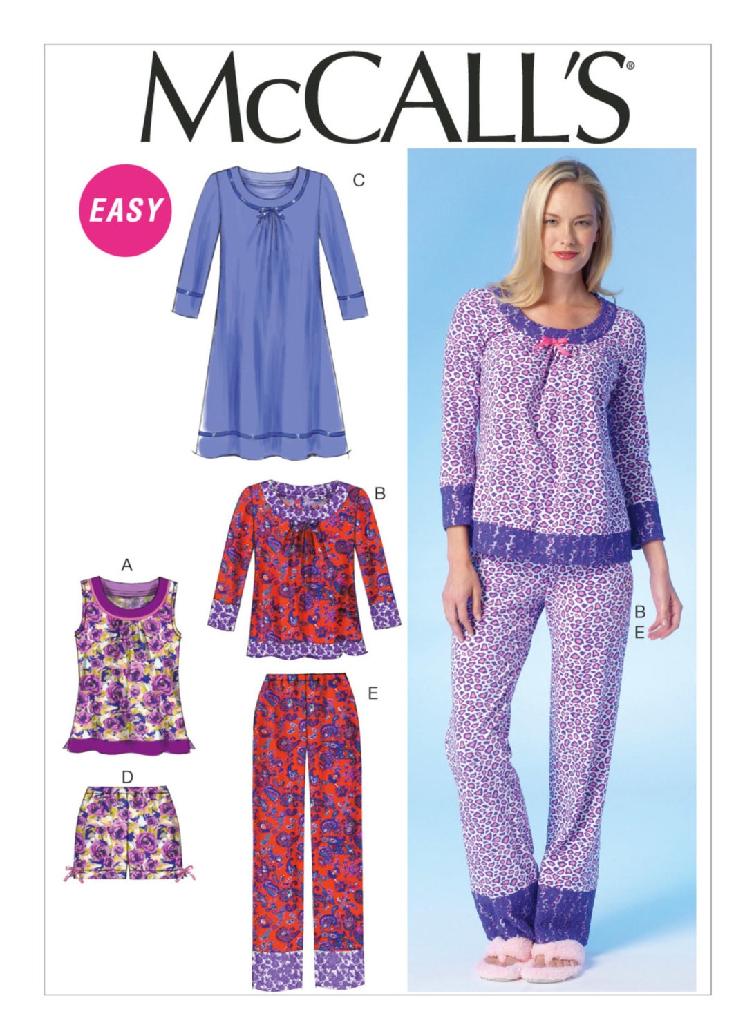 Sewing Pattern for Womens Sleepwear Loungewear McCall's Etsy