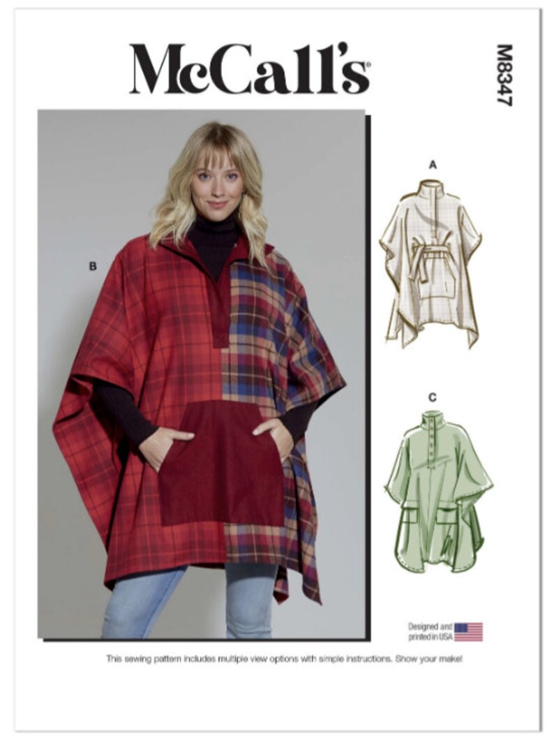 Sewing Pattern for Womens Ponchos Mccalls Pattern M8347 Etsy