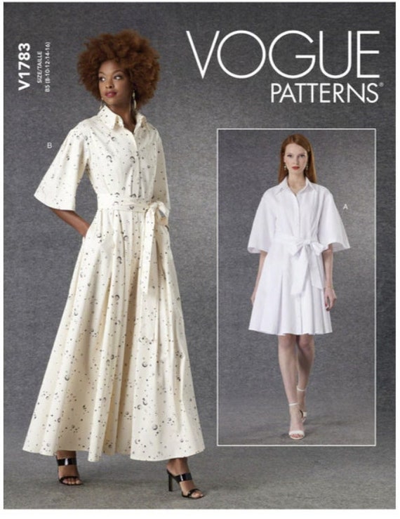 Sewing Pattern Womens Dresses, Vogue Pattern V1783, Womens Dress Pattern,  Button Front Dress in Two Lengths 