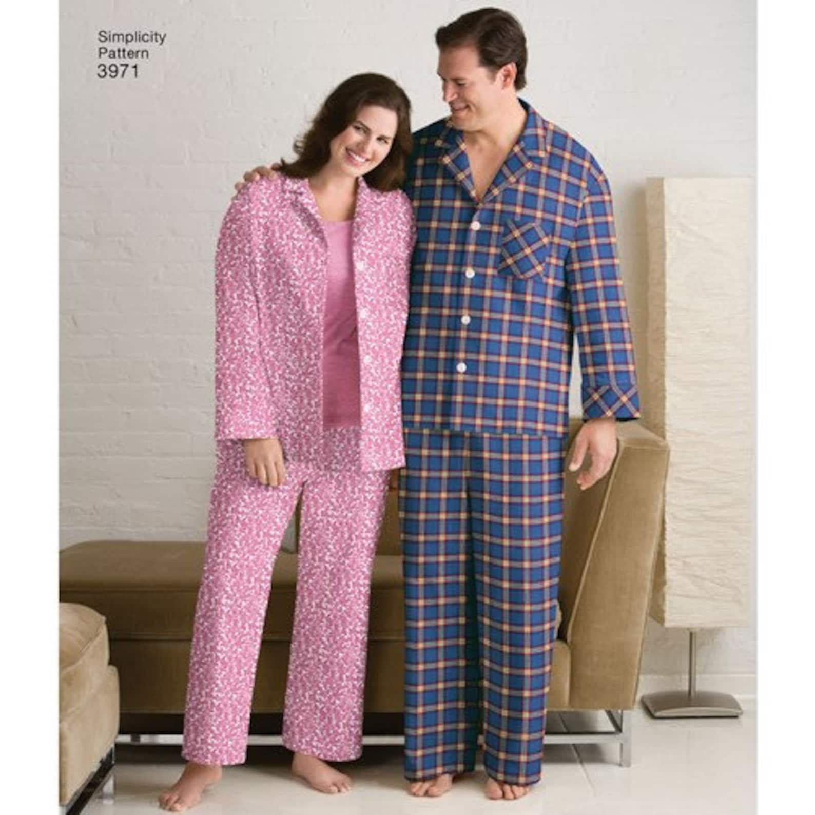 Sewing Pattern for Matching Pajamas for Men & Women, Simplicity 3971 ...
