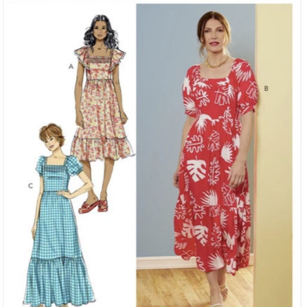 Sewing Pattern for Womens Dresses, Butterick Pattern B6872, Womens Full Skirted Dress, NEW Pattern, Easy Sew